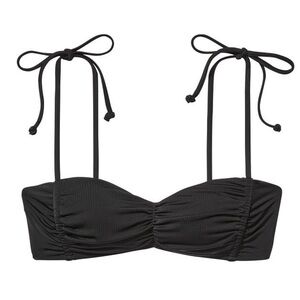 VS Swim Ruched Shine Bralette Bikini Top Black Shimmer XL